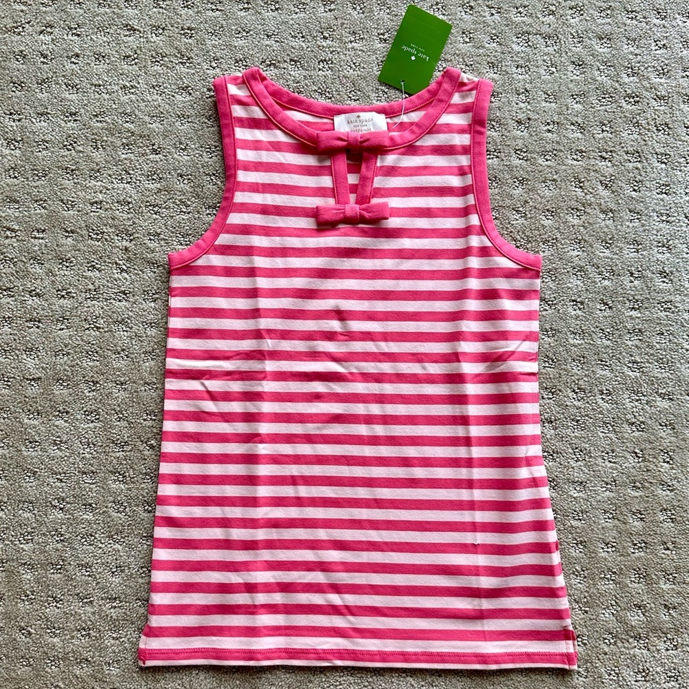 NWT Kate Spade Girls’ Hot Pink And Light Pink Stripe Tank Top, Size 10